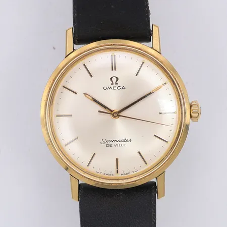 Herrur Omega Seamaster De Ville guld på stål manuell Ø34mm, original läderarmband, original spänne, trasig box
