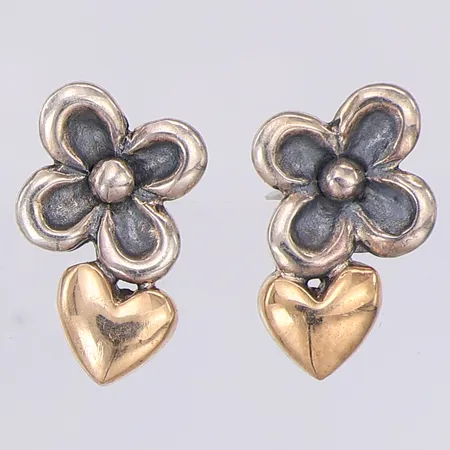 Örhängen blomma hjärta tvåfärgade 13mm Catwalk, silver 925/100 Vikt: 2,5 g
