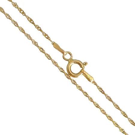 Halskedja Singapore i 14K guld, längd 50,0 cm, bredd 1,1 mm, fint skick Vikt: 1,3 g