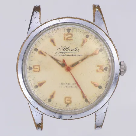 Herrur Atlantic Världsmästarur stål manuell Ø35,1mm, repor, slitet, saknar armband, inga tillbehör