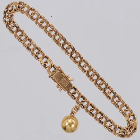 Armband Bismarck med berlock längd ca 20cm, bredd 6mm, 18K Vikt: 18,4 g