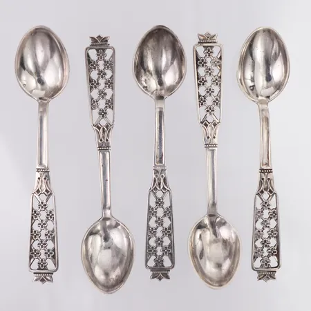 5 Kaffeskedar modell Princess längd 12cm, Cesons 830/1000 silver Vikt: 66,7 g