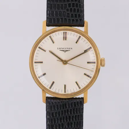 Herrur Longines 18K manuell Ø34mm, 17058226, läderarmband längd 19cm, yrkesgravyr, inga tillbehör