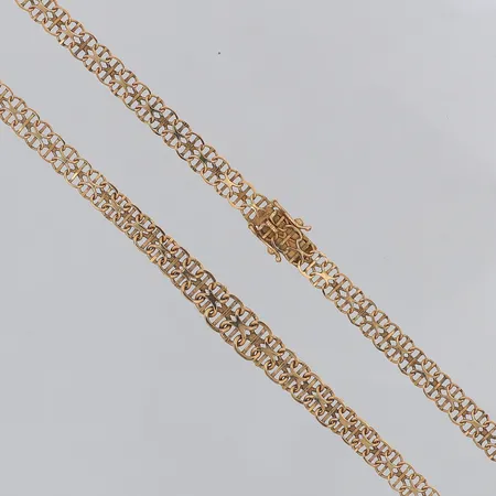 Collier X-länk doserad längd 42,5cm bredd 5,4-7,4mm NSE Guldvaru Aktiebolag 1997, 18K Vikt: 12,2 g