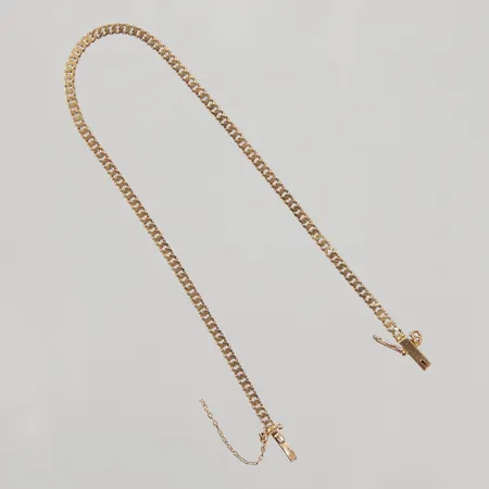Armband manglad Pansar 19cm, bredd 2,3mm, säkerhetskedja av, 18K, Vikt: 3 g