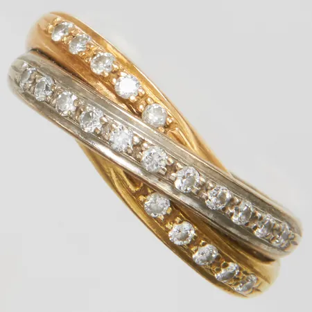 Ring med diamanter 0,28ct enligt gravyr, stl:15½, bredd 5-6mm, trefärgad, 18K Vikt: 4,6 g