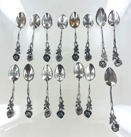 Silverskedar Ros 15st, 12st längd 9,5 cm 3st 11 cm Vikt: 129 g