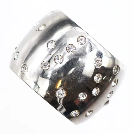 Ring med stenar, stl :17½, bredd ca 18mm, stål.