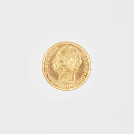 Mynt Danmark 10 kroner år 1908, Frederik VII, Ø18mm, 21,6K Vikt: 4,4 g