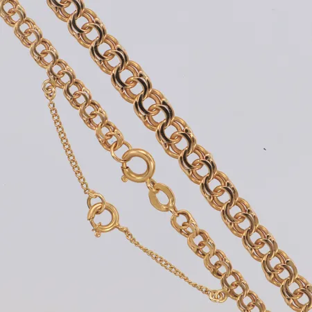 Collier doserad Bismarck längd 49cm, bredd 3,9-5,7mm, säkerhetskedja, 18K Vikt: 14,8 g