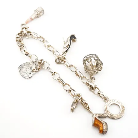 Armband, silver Thomas Sabo m 5 berlocker, 18cm, bredd 5mm, 925/1000 Vikt: 20,5 g