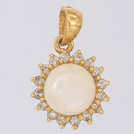 Hänge sliten odlad pärla ca Ø6mm diamanter 16 x ca 0,005ct, 18K Vikt: 1,2 g