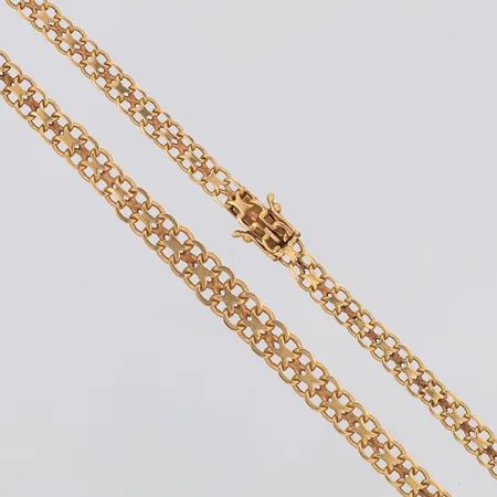 Collier X-länk doserat längd 43cm bredd 4,1-6,3mm Hedens Guldsmeds AB Bröderna 1967, 18K Vikt: 12,3 g