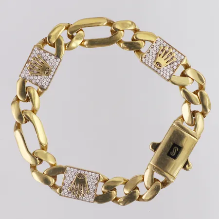 Armband Pansar vita stenar längd 19cm bredd 11mm, OBS ej märkesdesign! 18K Vikt: 21,3 g