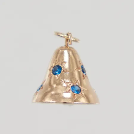 Hänge, klocka med blå stenar, 20mm, bredd 14mm, 18K Vikt: 3,1 g