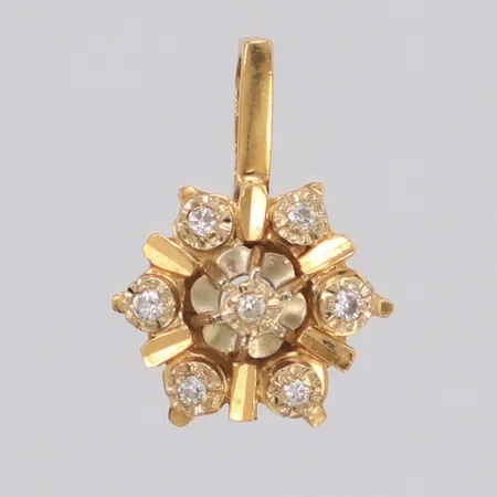 Hänge med briljantslipade diamanter  ca 0,04ctv längd 16mm, importstämplat 18K Vikt: 1,7 g