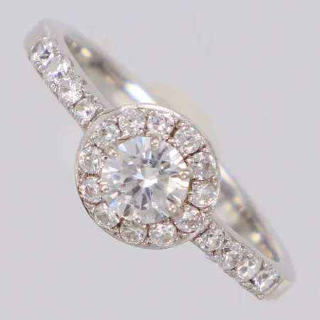 Ring med vita stenar, stl:18, GHA 925/1000 silver Vikt: 2,8 g