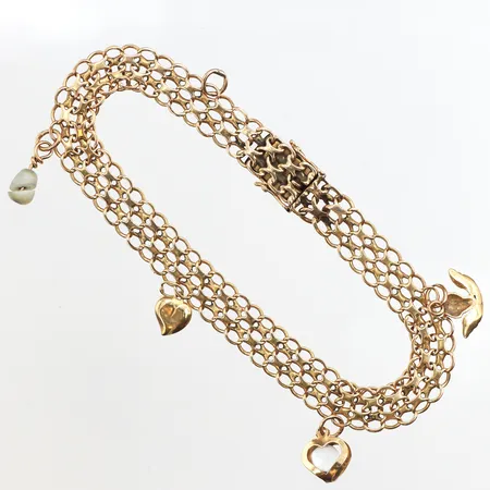 Armband med berlocker, slitet, längd ca 20.5 cm, 18k. Vikt: 13,5 g