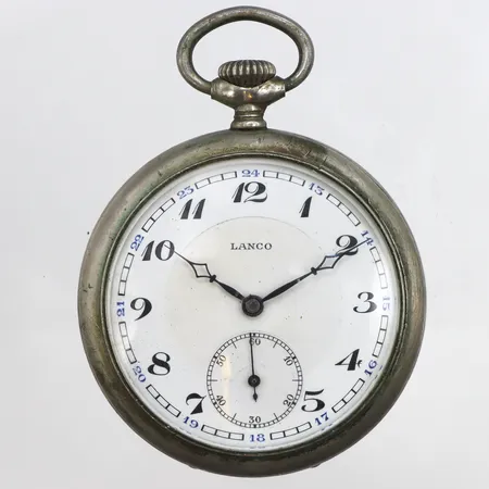 Fickur Lanco, Ø51mm, stål, boettnr: 66*19, liten sekundvisare, slitage, max uppvriden, fungerar ej.