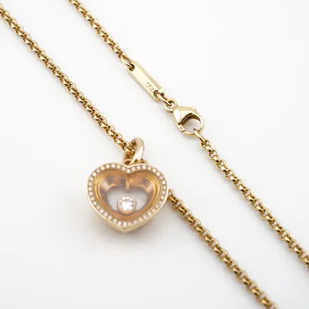 Collier m diamanthänge "Chopard", 42,5cm, bredd 2mm, hänge 20mm x 15mm, 18k Vikt: 13,7 g