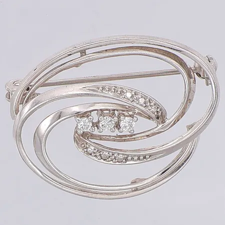Brosch vita stenar 30mm, silver 925/1000 Vikt: 3,1 g