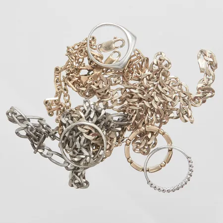 Diverse silver defekt udda delvis förgyllt silver 925/1000 Vikt: 54,4 g