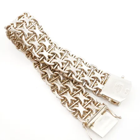 Armband, x-länk m stav, 19,5cm, bredd 16mm, 925/1000 Vikt: 47 g