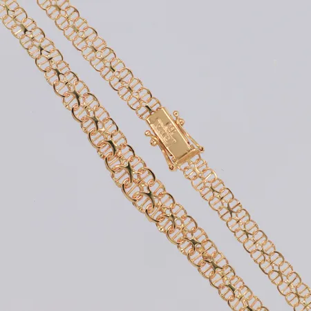 Collier doserad X-länk, Guldfynd, 42cm, bredd ca 5,6-7,6mm, 18K Vikt: 12,2 g