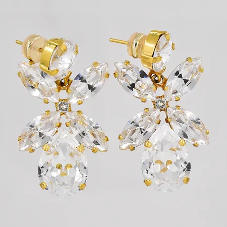 Örhängen Mini Dione Earrings Caroline Svedbom längd 42mm bredd 24mm vita kristaller gulmetall