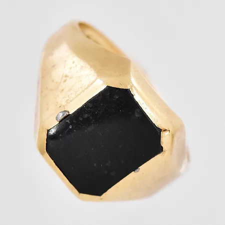 Klackring stl:20 lagad sliten onyx repig skena 18K Vikt: 5,6 g