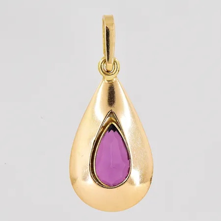 Hänge med lila sten längd 28mm bredd 12,3mm 18K Vikt: 2,1 g