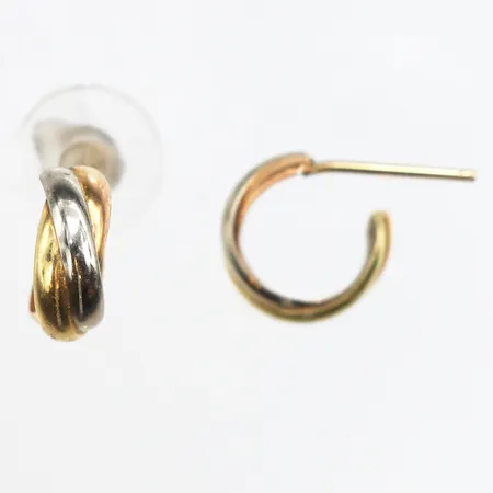 Örhängen Creoler, Ø12mm, bredd 5,1mm, vitgulds detaljer, saknar snurrebuss, något repiga, 18K.  Vikt: 3,6 g