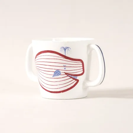 Barnmugg Stig Lindberg "Baby" Gustavsbergs porslinsfabrik, benporslin, höjd 8cm, i produktion mellan åren 1951-1955, märkt 129