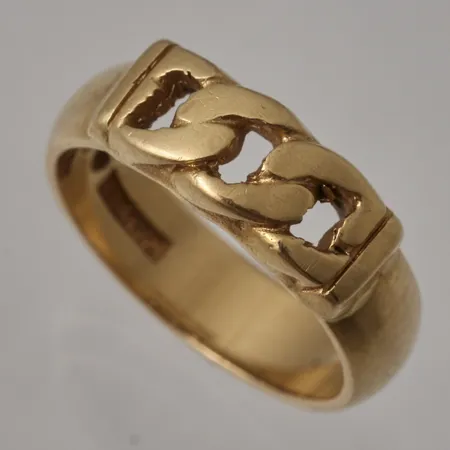 Ring stl:16, bredd 4,1-5,1mm, Pansar, Alton, 1995, 18K 6,1g.