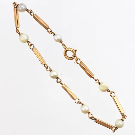 Armband med pärlor, Ø5,1mm, längd 18,5cm, bredd 2,1-5,1mm, 18K. Vikt: 5,7 g