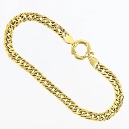Armband längd: 19,5cm, bredd: 5mm, nött, skev, 18K Vikt: 6,5 g