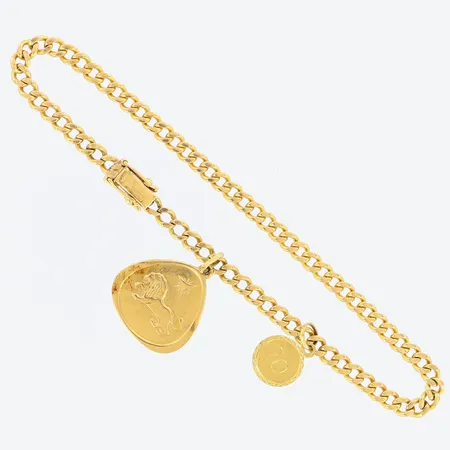 Armband Pansar med 2 berlocker, längd: 21,5cm, bredd: 3,5mm, 18K Vikt: 12,4 g
