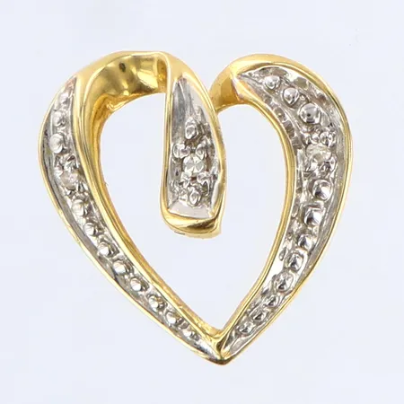 Hänge hjärta med vita stenar, 12x12mm, 18K Vikt: 0,5 g