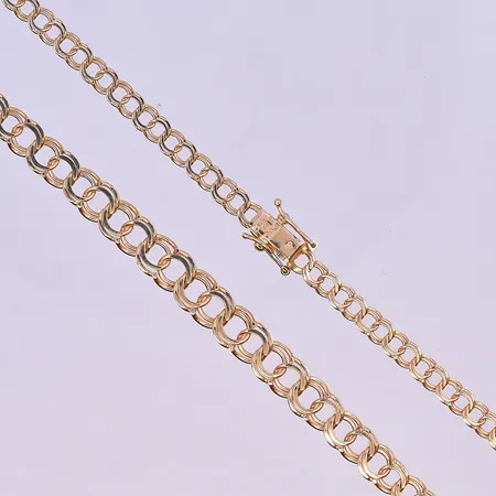 Collier X-länk längd 39,5 cm, bredd 4 mm 18K. Vikt: 7,7 g