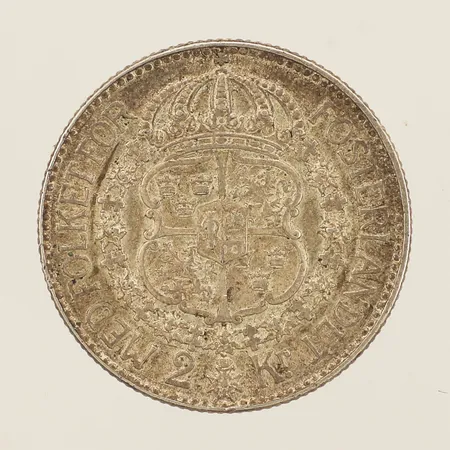 Mynt 2kr "Med folket för fosterlandet" år 1940 silver 800/1000 Vikt: 15 g