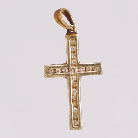 Hänge kors vita stenar längd 30mm inkl ögla 18K Vikt: 1,6 g