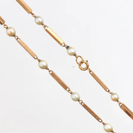 Collier, pärlor, Ø4,7mm, längd 40cm, bredd1,9-4,7mm, 18K. Vikt: 8,4 g