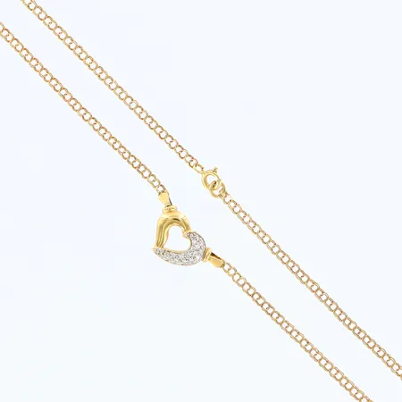 Collier Bismarck med integrerat hänge, hjärta med diamanter, 15 x ca 0,008ct, längd: 41,5cm, bredd: 2,1-11mm, 18K Vikt: 4,5 g