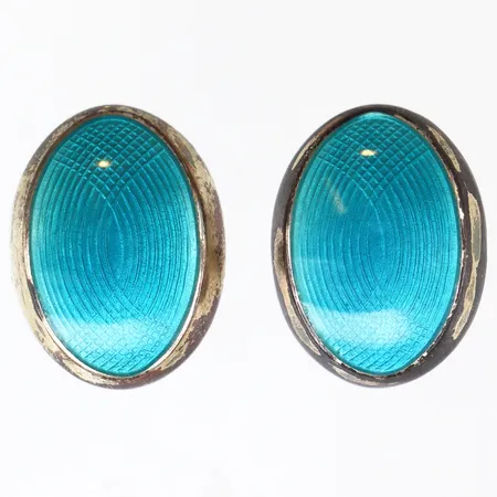 Örhängen, emalj, längd 20,4mm, bredd 15,6mm, snurrlås, 830-925/1000 silver. Vikt: 7,4 g