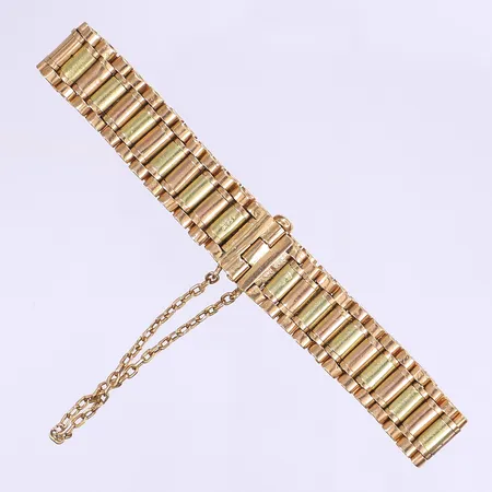 Armband 19cm bredd 11mm trefärgad, säkerhetskedja, 18K Vikt: 35,2 g