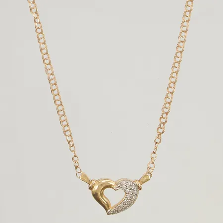 Collier Bismarck 15 diamanter ca 0,005ct, 45cm defekt länk, 18K 5,0g.