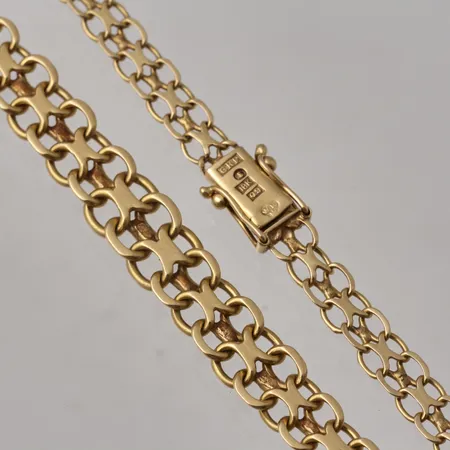 Collier 44cm Xlänk docerad bredd 4,2-7,2, C R Franzens Guldsmedsverkstad, 1966, 18K, 18,38g.