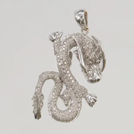 Hänge "drake" 32mm diamanter ca 176x ca 0,005ct 18K 10,6g.