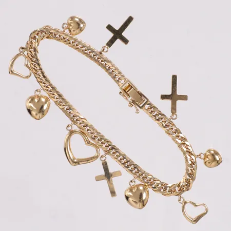 Armband Pansar 10 berlocker längd 19cm bredd 4,3mm 18K Vikt: 14,4 g