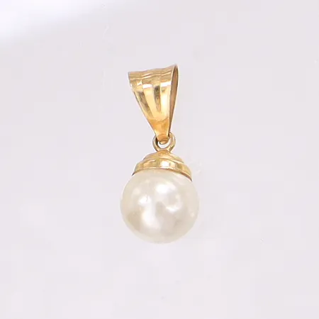 Hänge med odlad sötevattenpärla, höjd 18,5mm bredd 8mm, Italien, 18K Vikt: 1,1 g